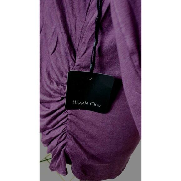 Nadine West Womens Hippie Chic Top M Purple Ruched Side 3/4 Sleeve Boho Y2K NEW - Picture 7 of 8